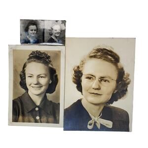 3 Vtg Original Monochrome Photo of Lady Through The Years Found Snapshot